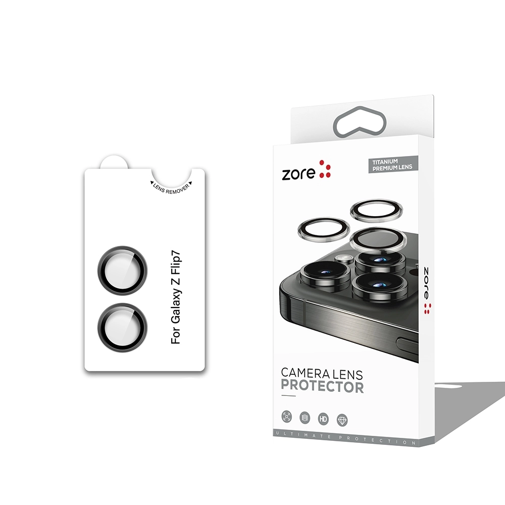 SAMSUNG Z FLIP 7 CL-12 PREMIUM SAFİR ANTI-REFLECTIVE TİTANYUM SİYAH KAMERA LENS KORUYUCU