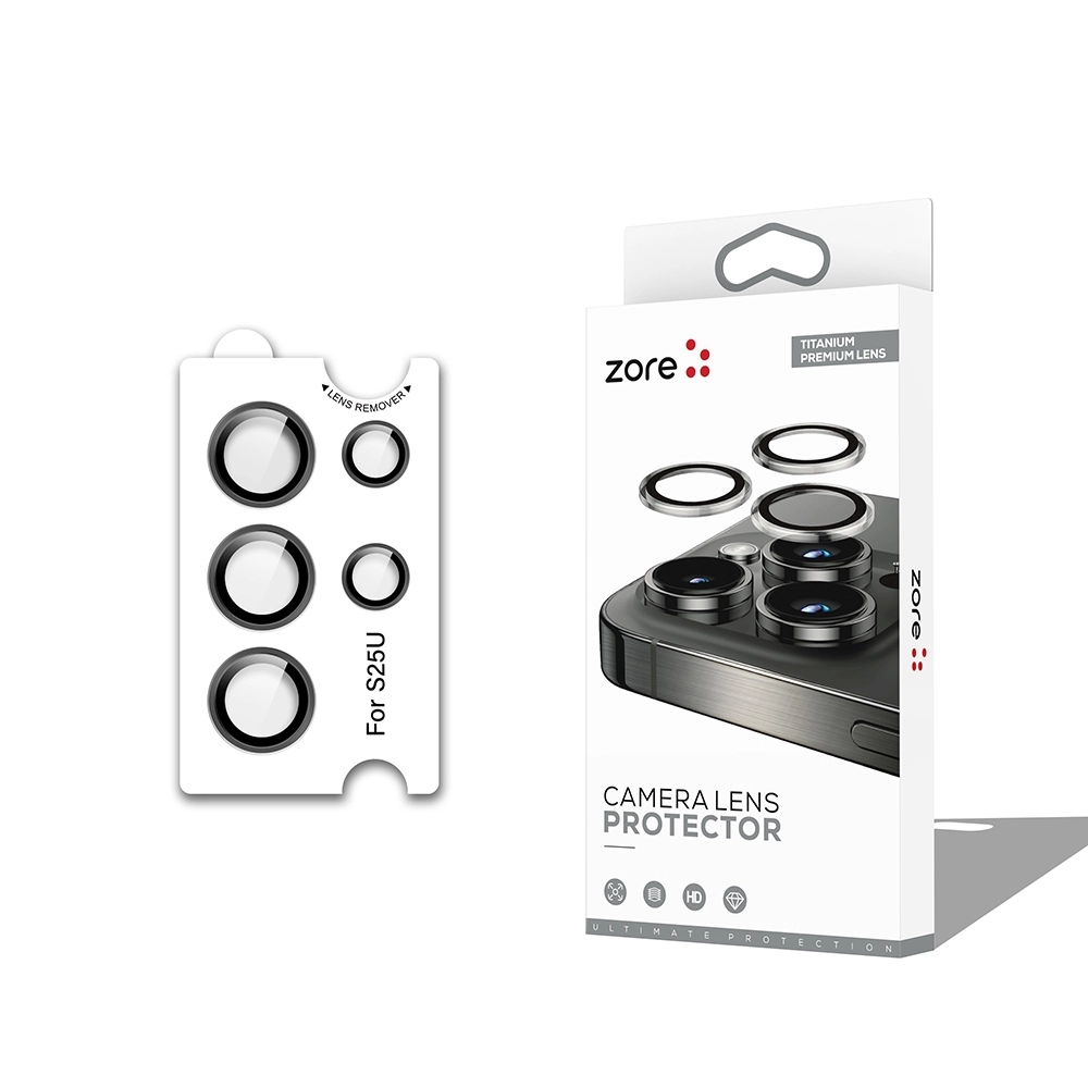 SAMSUNG S25 ULTRA CL-12 PREMIUM SAFİR ANTI-RECLECTIVE TİTANYUM SİYAH KAMERA LENS KORUYUCU