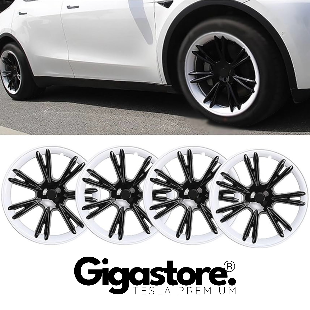 TESLA MODEL Y 19’’ SİYAH BEYAZ SPORTS JANT KAPAKLARI