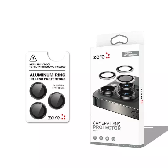 iPHONE 16 PRO MAX CL-12 PREMIUM SAFİR ANTI-REFLECTIVE TİTANYUM SİYAH KAMERA LENSİ