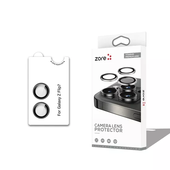 SAMSUNG Z FLIP 7 CL-12 PREMIUM SAFİR ANTI-REFLECTIVE TİTANYUM SİYAH KAMERA LENS KORUYUCU