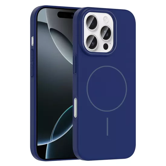 iPHONE 16 PRO MAX KILIF MAGSAFE LACİVERT SERT RUBY KAPAK