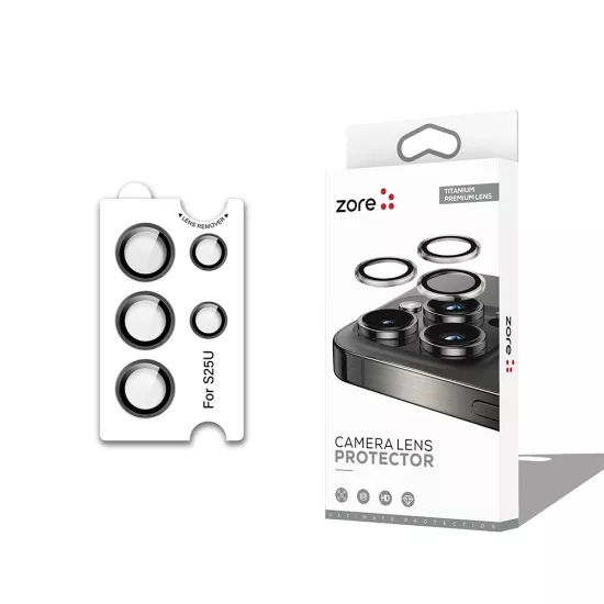 SAMSUNG S25 ULTRA CL-12 PREMIUM SAFİR ANTI-RECLECTIVE TİTANYUM SİYAH KAMERA LENS KORUYUCU